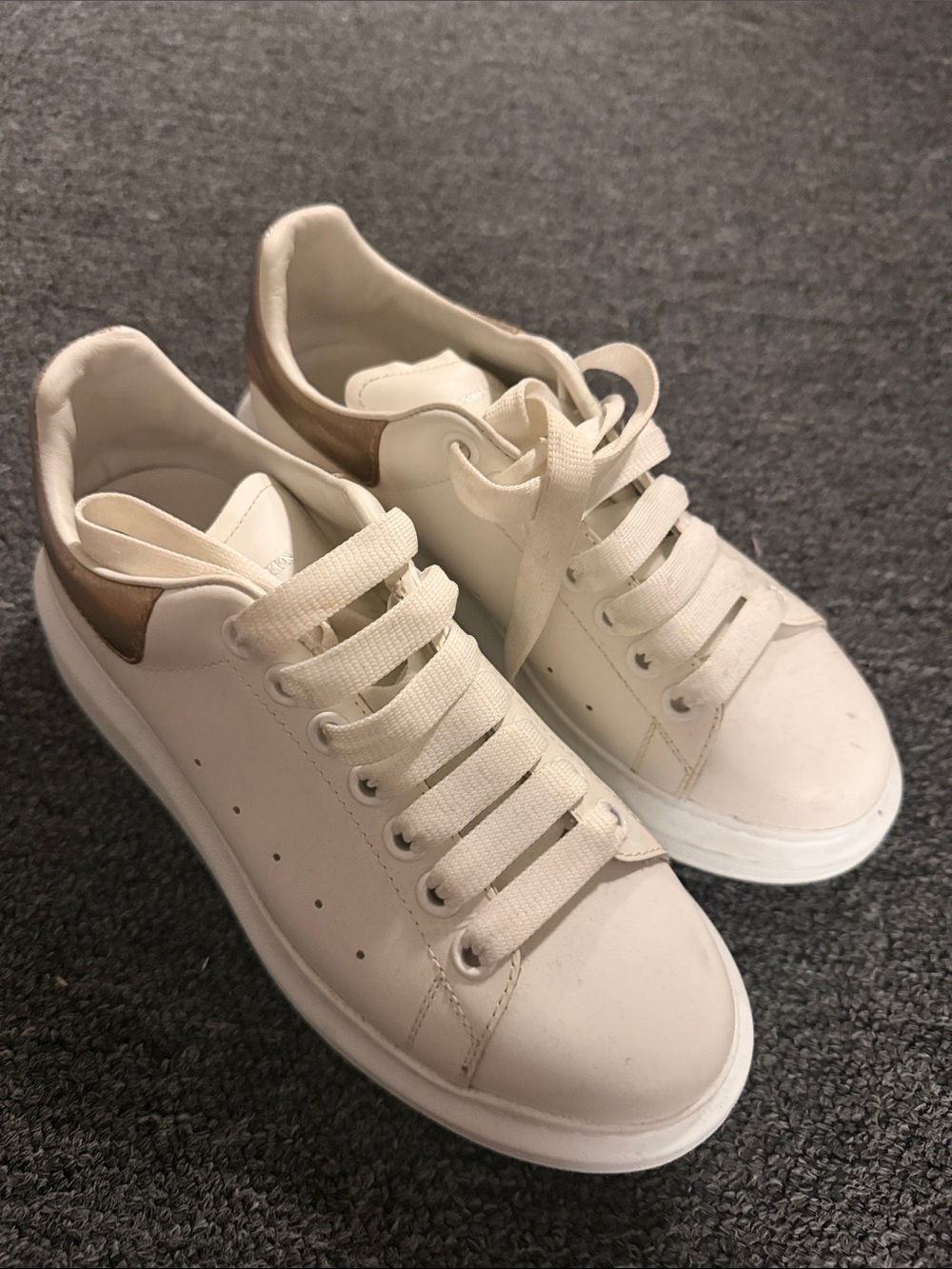 Women's White Sneakers with Metallic Heel Accent